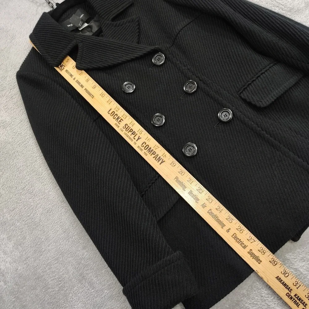 Moda Intl Coat Wool Blend Ribbed‎ M Double Breasted Preppy Quiet Luxury Academia - Picture 3 of 5